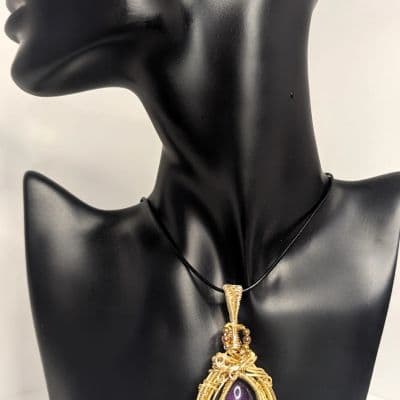 Wire Wrapped Purple Glitter Pendant - 14K Gold-Plated Copper Wire pendant detail - view 2 of 8 by Loutan Beauty