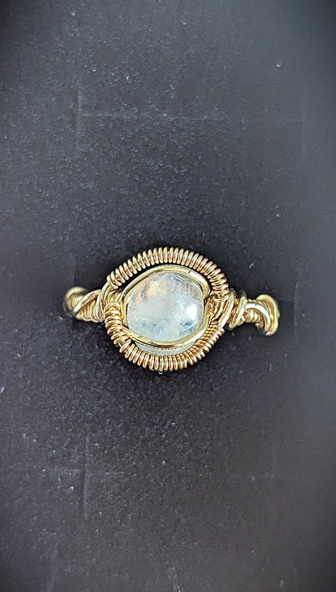 Moonstone Ring with Gold-Plated Wire ring detail - view 3 of 8 by Loutan Beauty