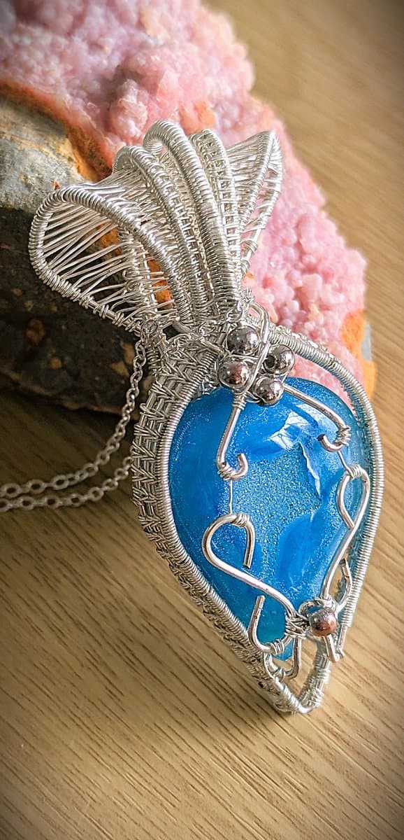 Dyed Blue Agate with Druzy Centre pendant detail - view 3 of 4 by Loutan Beauty