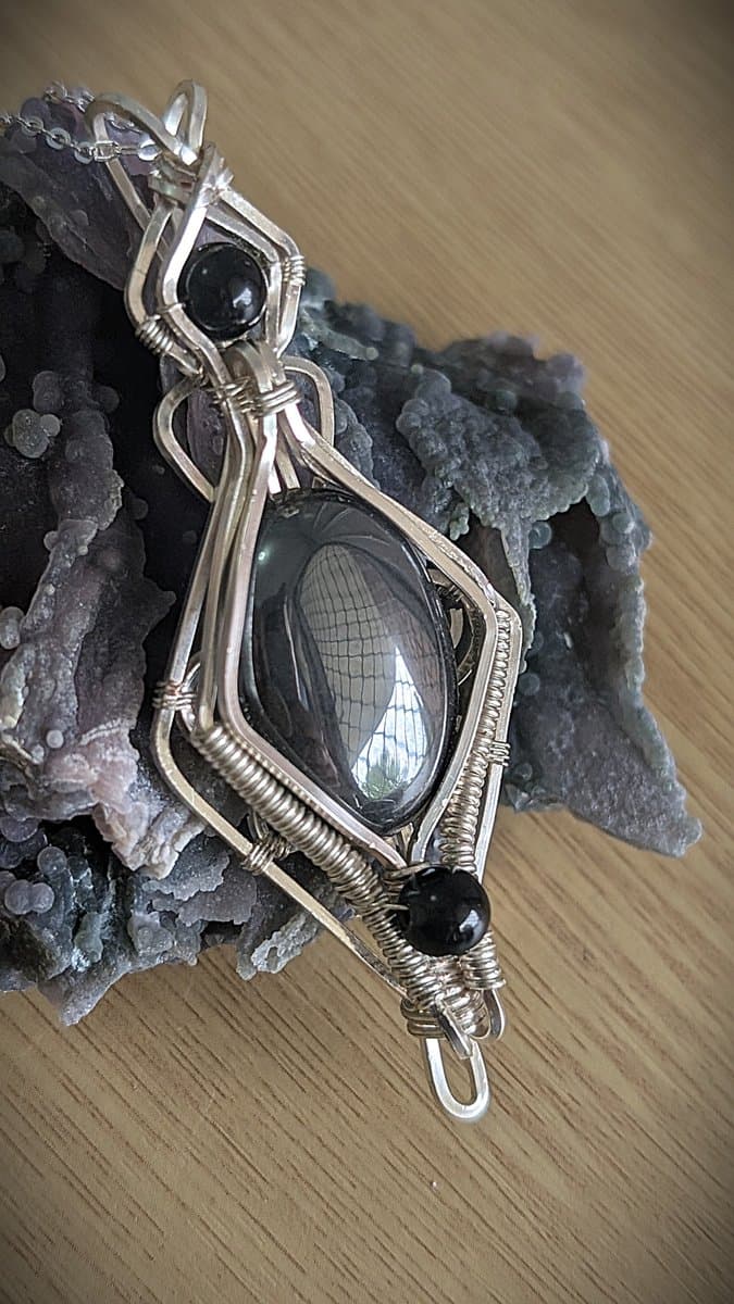 Bold Hematite and Black Onyx Pendant pendant detail - view 2 of 4 by Loutan Beauty