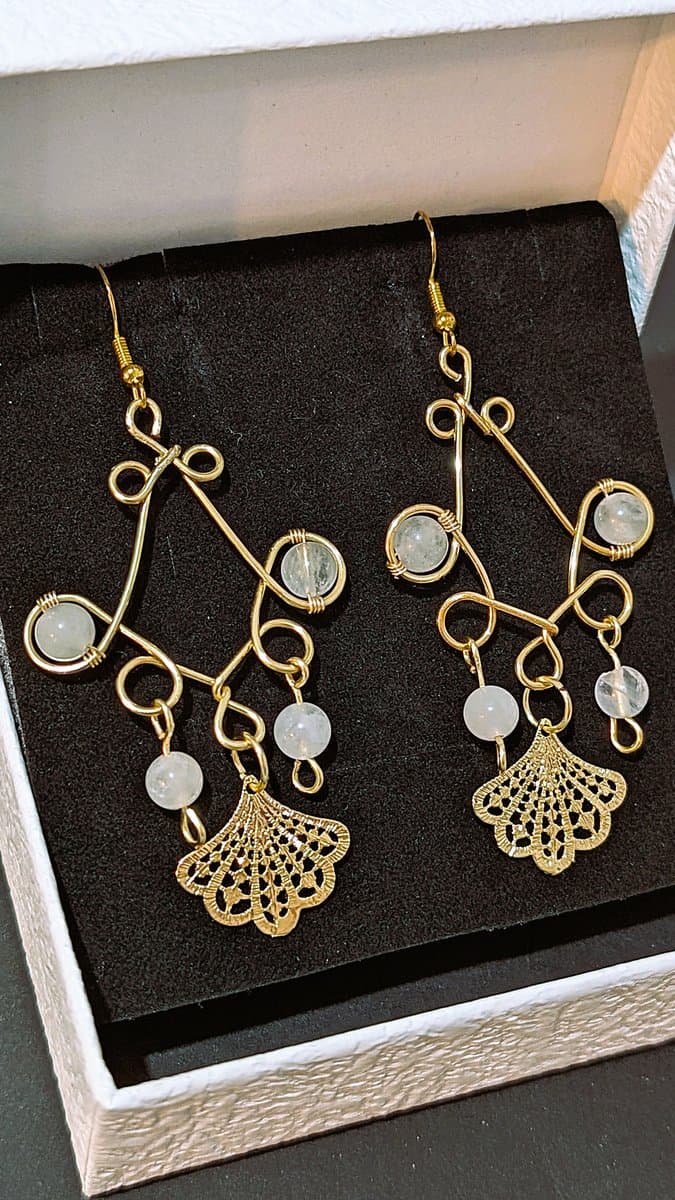 rose quartz earrings in gold-plated copper - Rose Quartz Earrings - Gold by Loutan Beauty