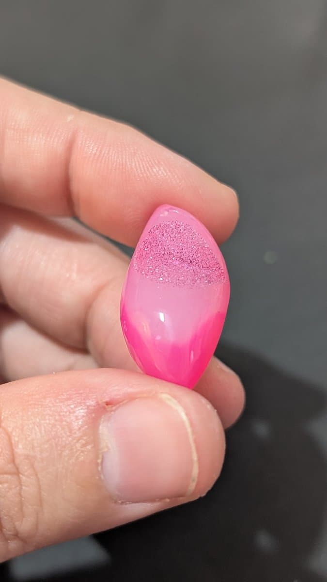 Pink Dyed Quartz Druzy Crystal Cabochon stone detail - view 2 of 2 by Loutan Beauty