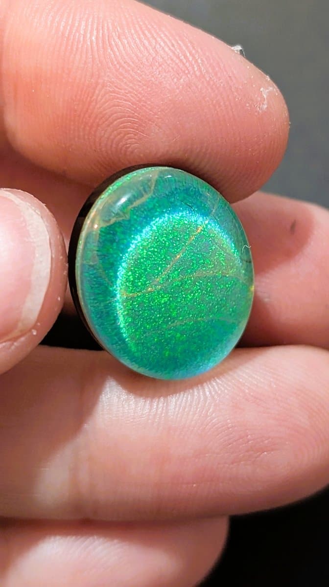 Lab Made Opal Triplet #1 stone detail - view 2 of 3 by Loutan Beauty