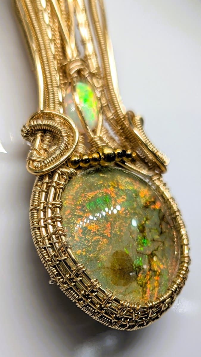 Opal doublet Monarch and Ethiopian Opal pendant - Double Opal Pendant! Monarch Opal and Ethiopian Opal by Loutan Beauty - view 1