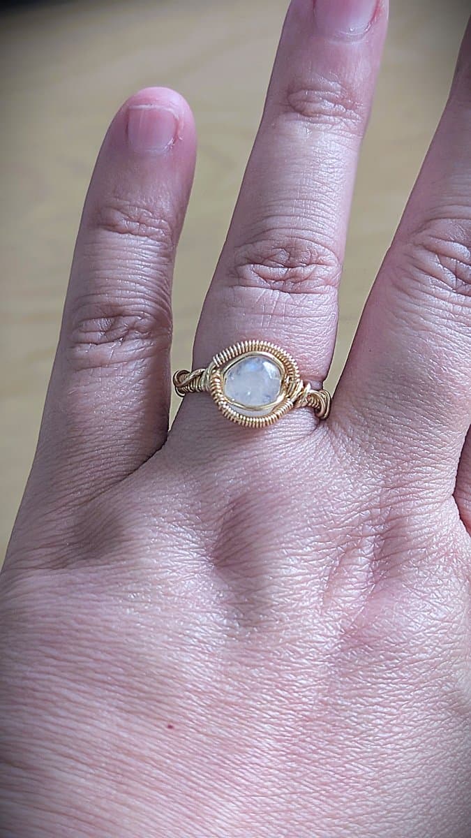Moonstone Ring with Gold-Plated Wire ring detail - view 5 of 8 by Loutan Beauty