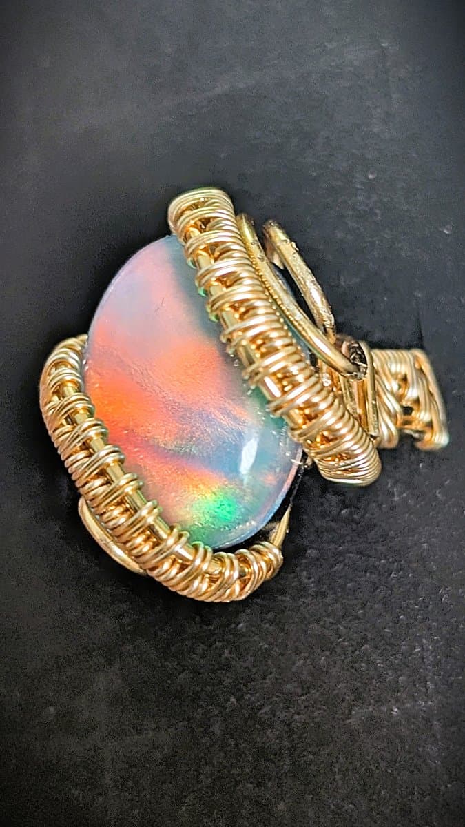 Lab Opal and Gold Plated Wire Ring ring detail - view 8 of 8 by Loutan Beauty