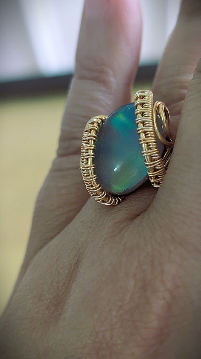 Lab Opal and Gold Plated Wire Ring ring detail - view 4 of 8 by Loutan Beauty