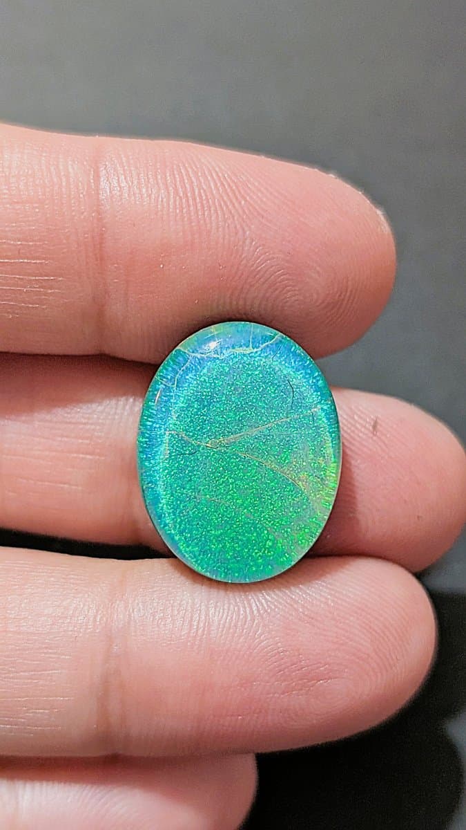 Lab Made Opal Triplet #1 stone detail - view 3 of 3 by Loutan Beauty