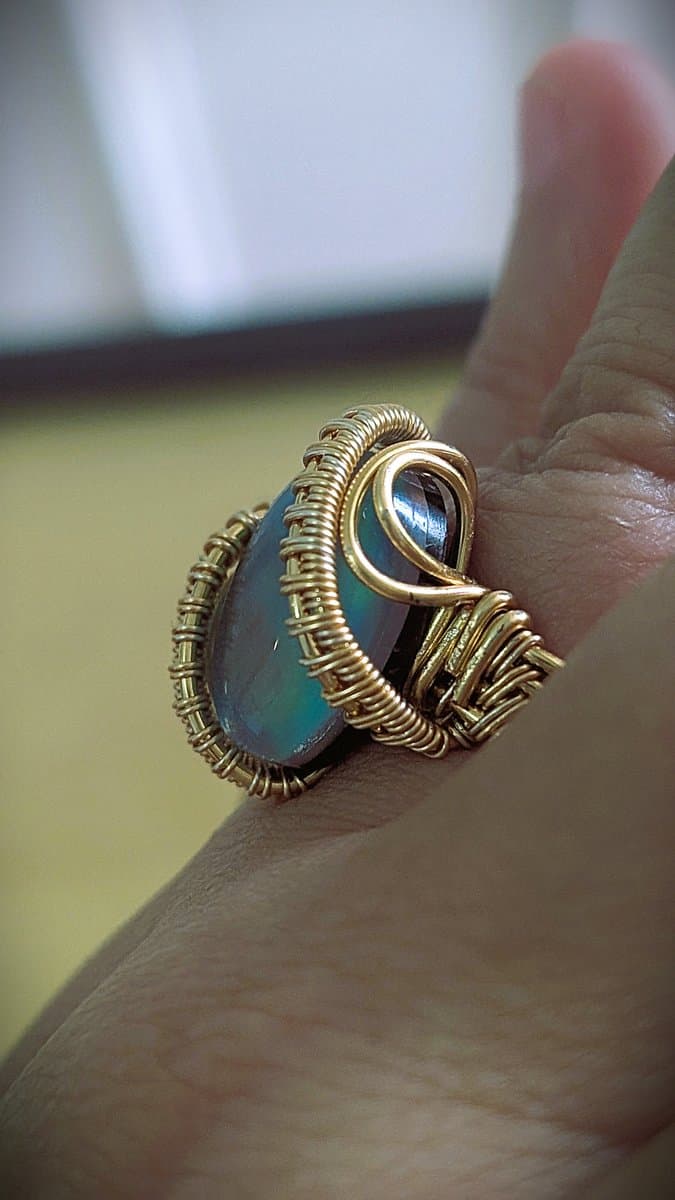 Lab Opal and Gold Plated Wire Ring ring detail - view 5 of 8 by Loutan Beauty