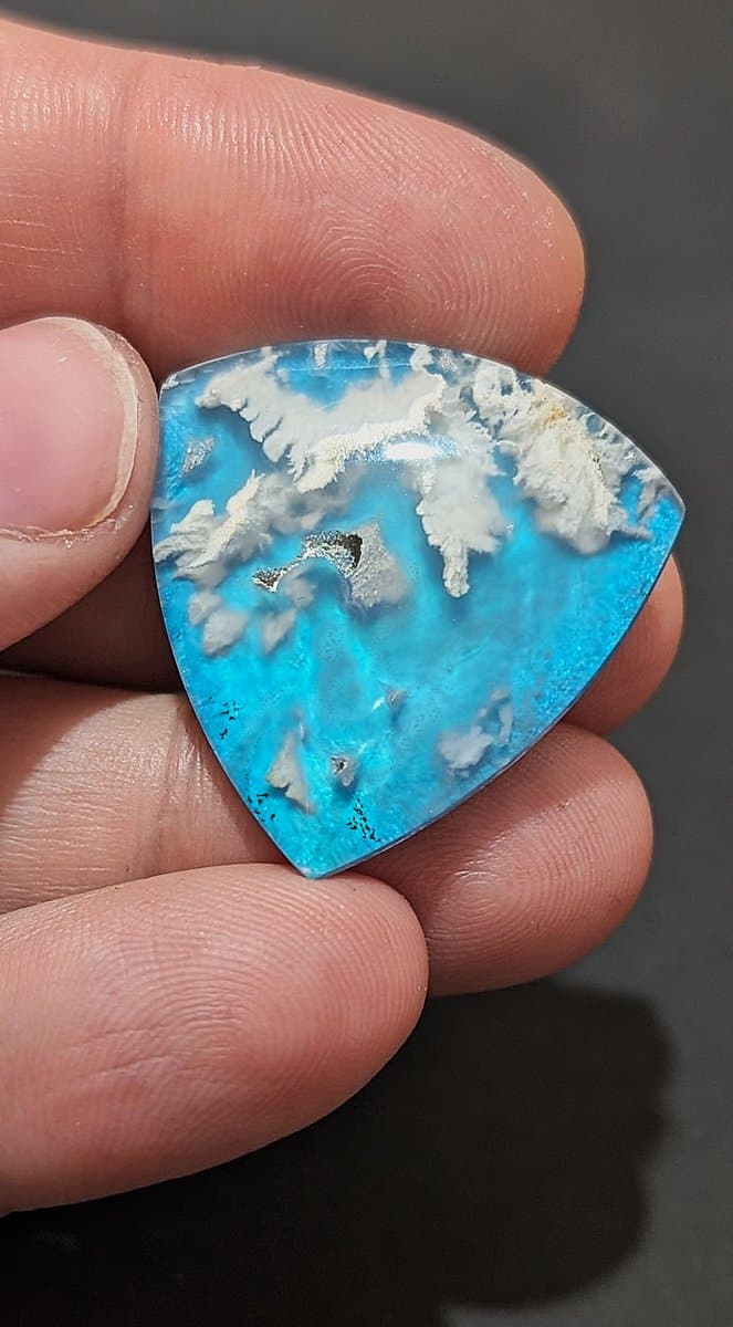 Aurora Blue Plume Agate Doublet #2