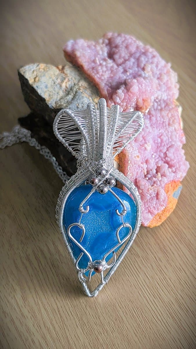 blue dyed agate with druzy pendant in silver-plated copper - Dyed Blue Agate with Druzy Centre by Loutan Beauty