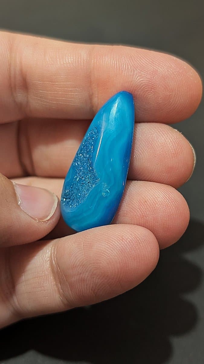 Blue Dyed Agate with Crystal Druzy