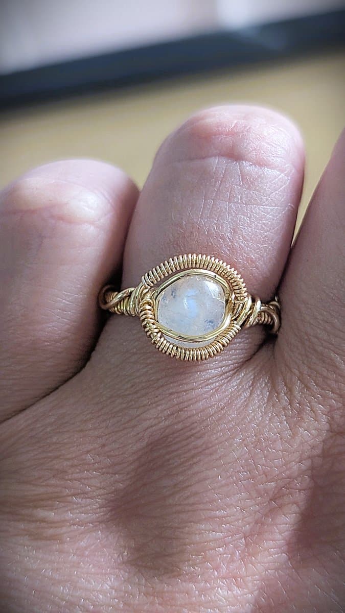 Moonstone Ring with Gold-Plated Wire ring detail - view 6 of 8 by Loutan Beauty