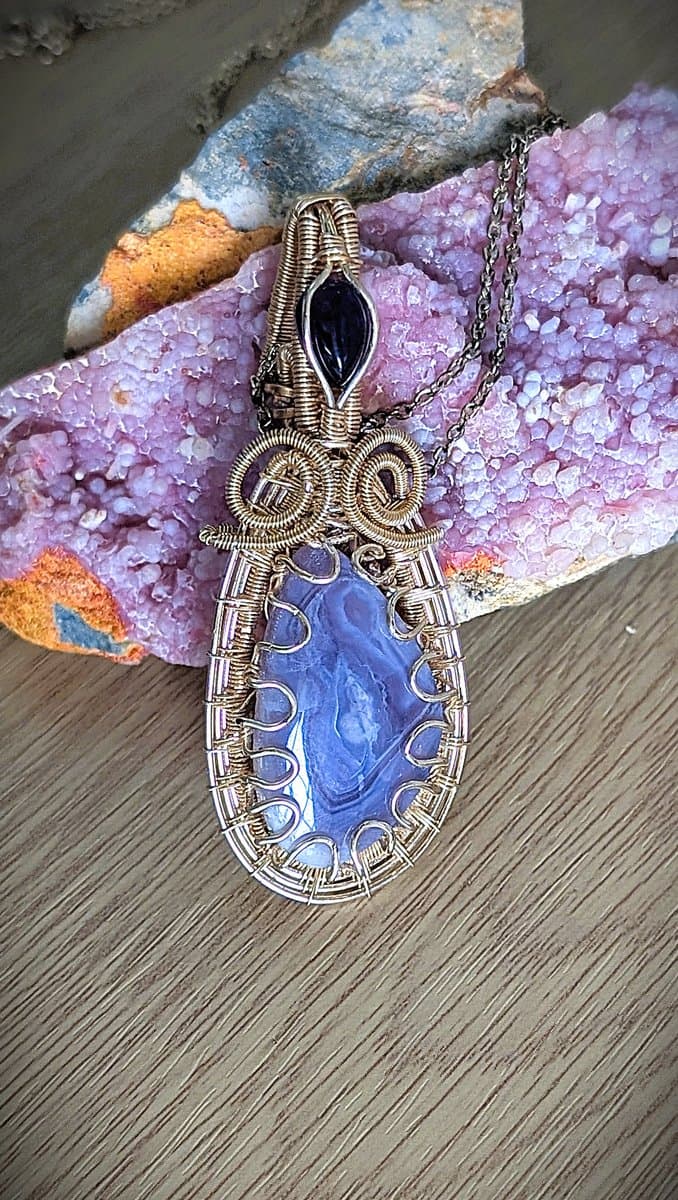 Purple Agate and Amethyst Pendant pendant detail - view 2 of 3 by Loutan Beauty