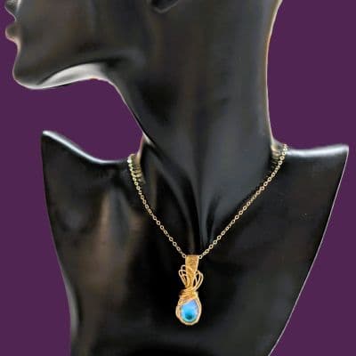 Glass Moonstone Cabachon Wire Wrap Pendant pendant detail - view 7 of 10 by Loutan Beauty