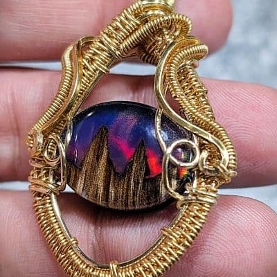 Opal and Gold Plated Wire Pendant pendant detail - view 5 of 6 by Loutan Beauty