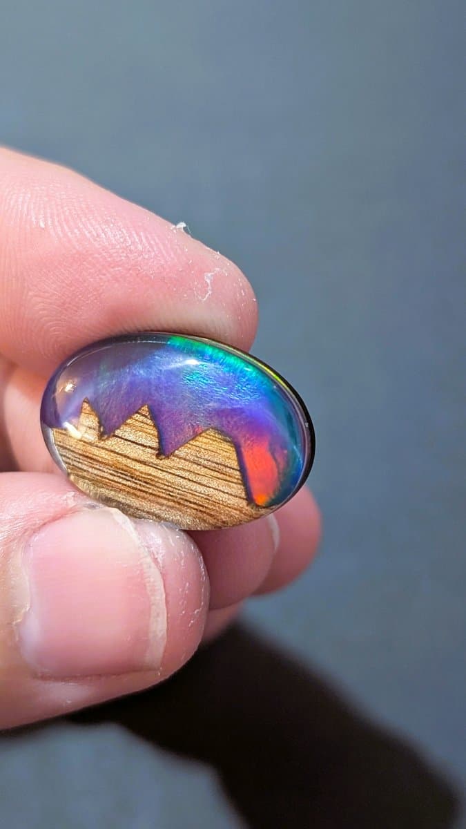 Lab Made Opal Triplet #3 stone detail - view 3 of 6 by Loutan Beauty