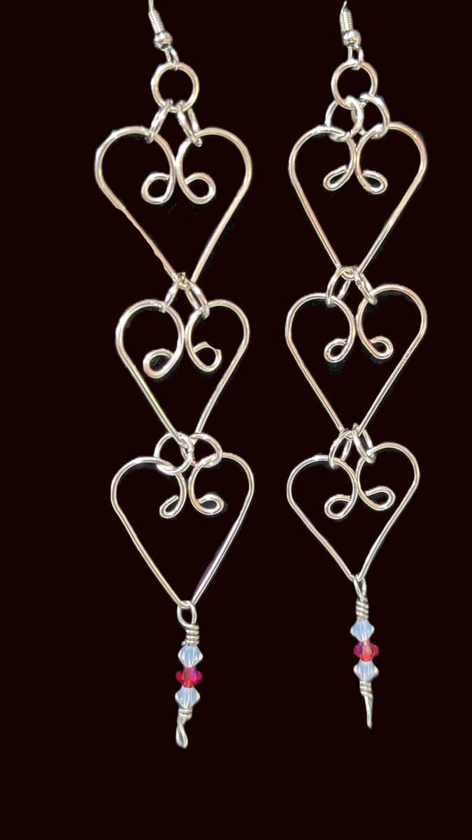 Heart Cascade Earrings - Silver earrings detail - view 2 of 3 by Loutan Beauty
