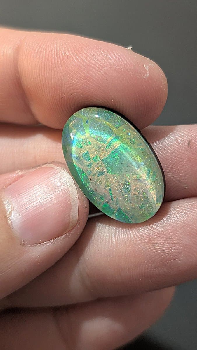 Lab Made Opal - Matrix Monarch Triplet stone detail - view 3 of 3 by Loutan Beauty