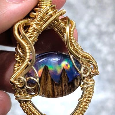 Opal and Gold Plated Wire Pendant pendant detail - view 3 of 6 by Loutan Beauty