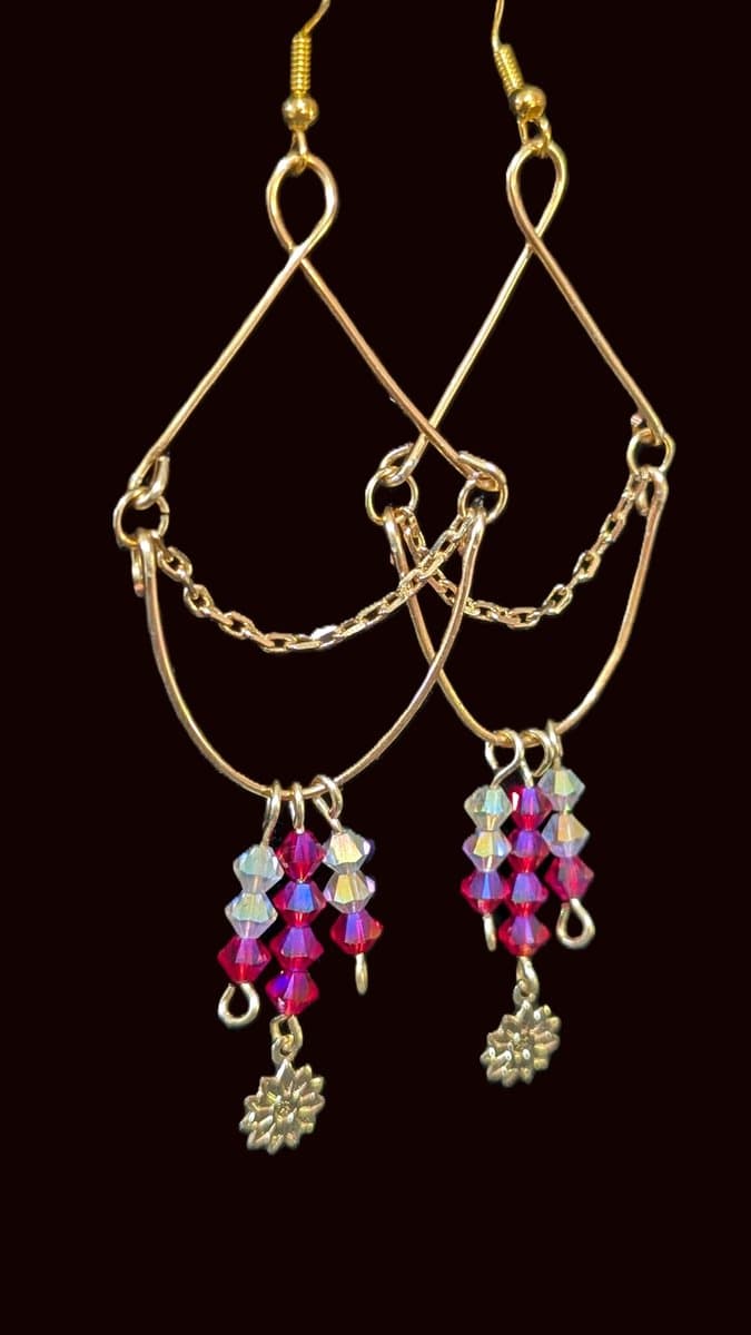 Valentines Art Deco Pink Daisy Earrings earrings detail - view 3 of 3 by Loutan Beauty