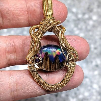 Opal and Gold Plated Wire Pendant pendant detail - view 6 of 6 by Loutan Beauty