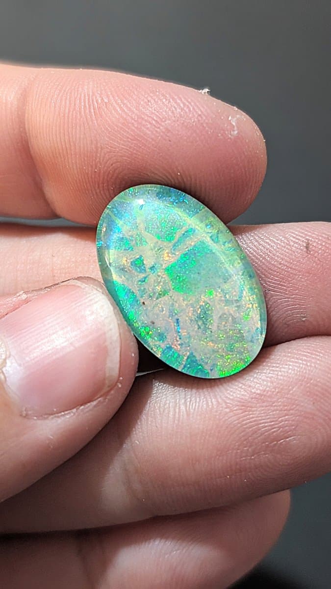 Lab Made Opal - Matrix Monarch Triplet stone detail - view 2 of 3 by Loutan Beauty