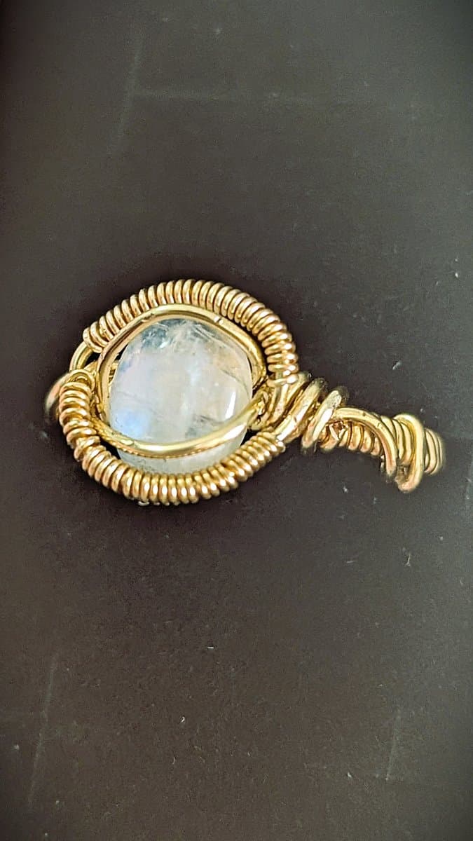 Moonstone Ring with Gold-Plated Wire ring detail - view 4 of 8 by Loutan Beauty