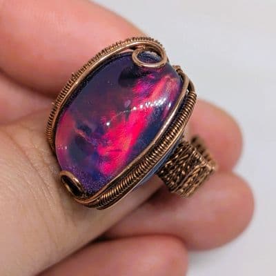 Chunky Aurora Opal Ring - Adjustable ring detail - view 8 of 11 by Loutan Beauty
