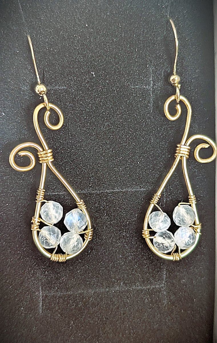 Moonstone earrings - Faceted Moonstone Bead Earrings by Loutan Beauty