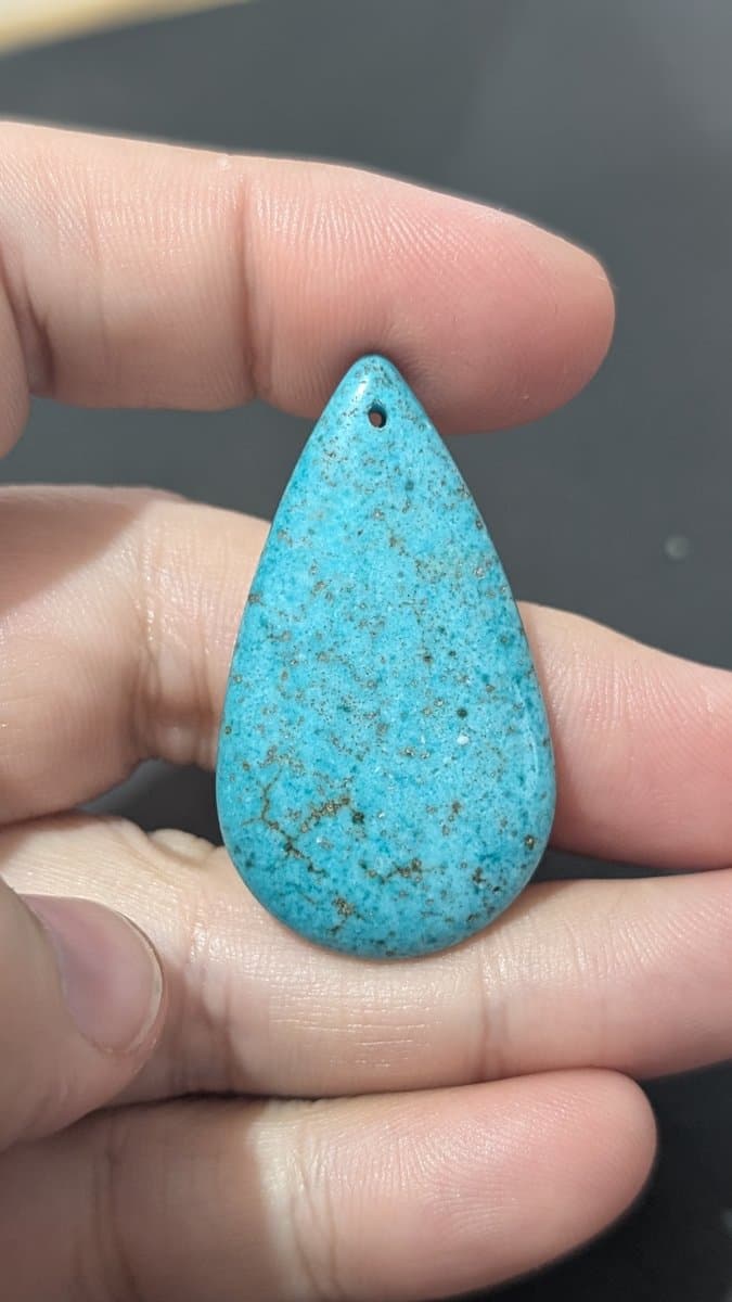 Dyed Turquoise Cabochon Drops - 2 stone detail - view 2 of 2 by Loutan Beauty