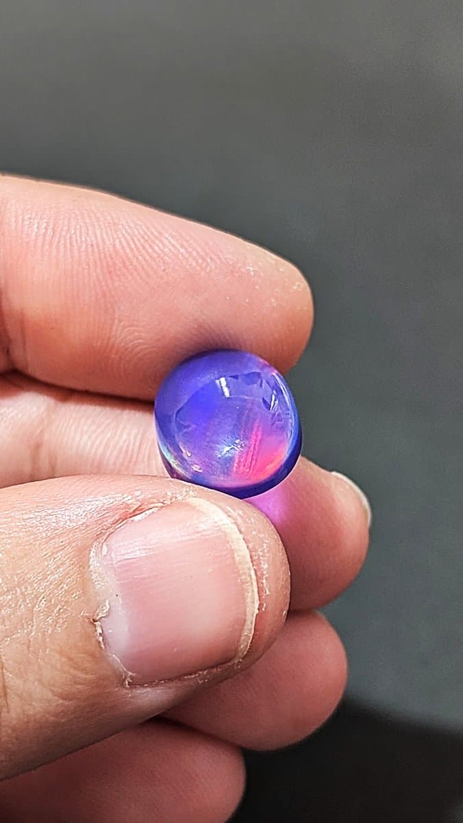 Aurora Fire Opal Doublet - Lab Made. stone detail - view 5 of 7 by Loutan Beauty