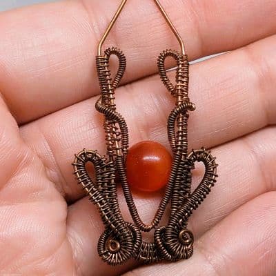 Antique Bronze Carnelian Bead Drop Earrings - Handcrafted in Australia earrings detail - view 3 of 4 by Loutan Beauty