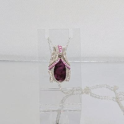 Purple Dyed Labradorite Pendant and Necklace - Handmade Wire Wrapped Jewellery pendant detail - view 4 of 6 by Loutan Beauty