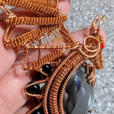 Dragon Pendant with Hematite Stone Egg pendant detail - view 4 of 4 by Loutan Beauty