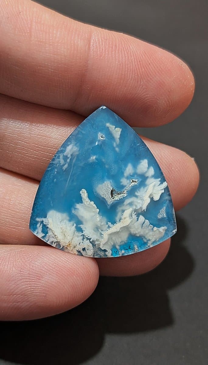 Aurora Blue Plume Agate Doublet #2 stone detail - view 3 of 3 by Loutan Beauty