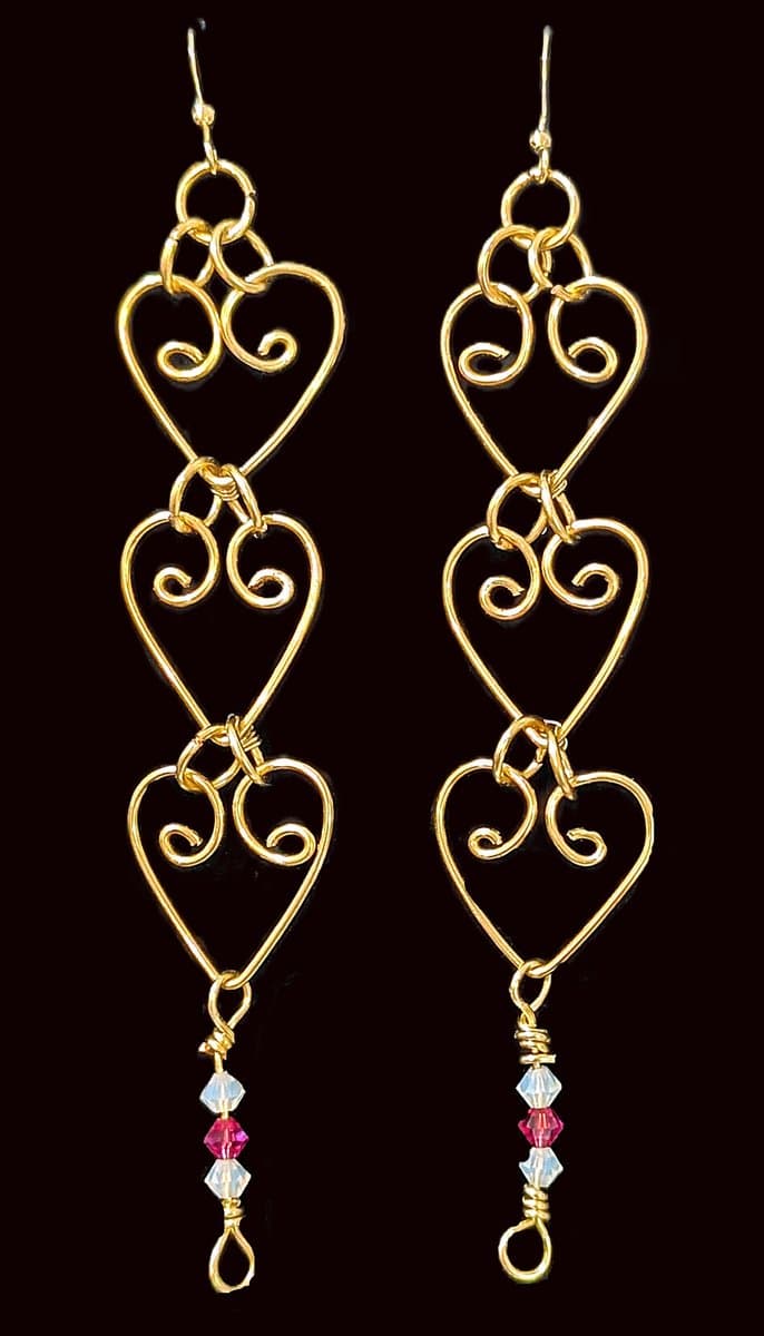 Heart Cascade Earrings - Gold earrings detail - view 2 of 2 by Loutan Beauty