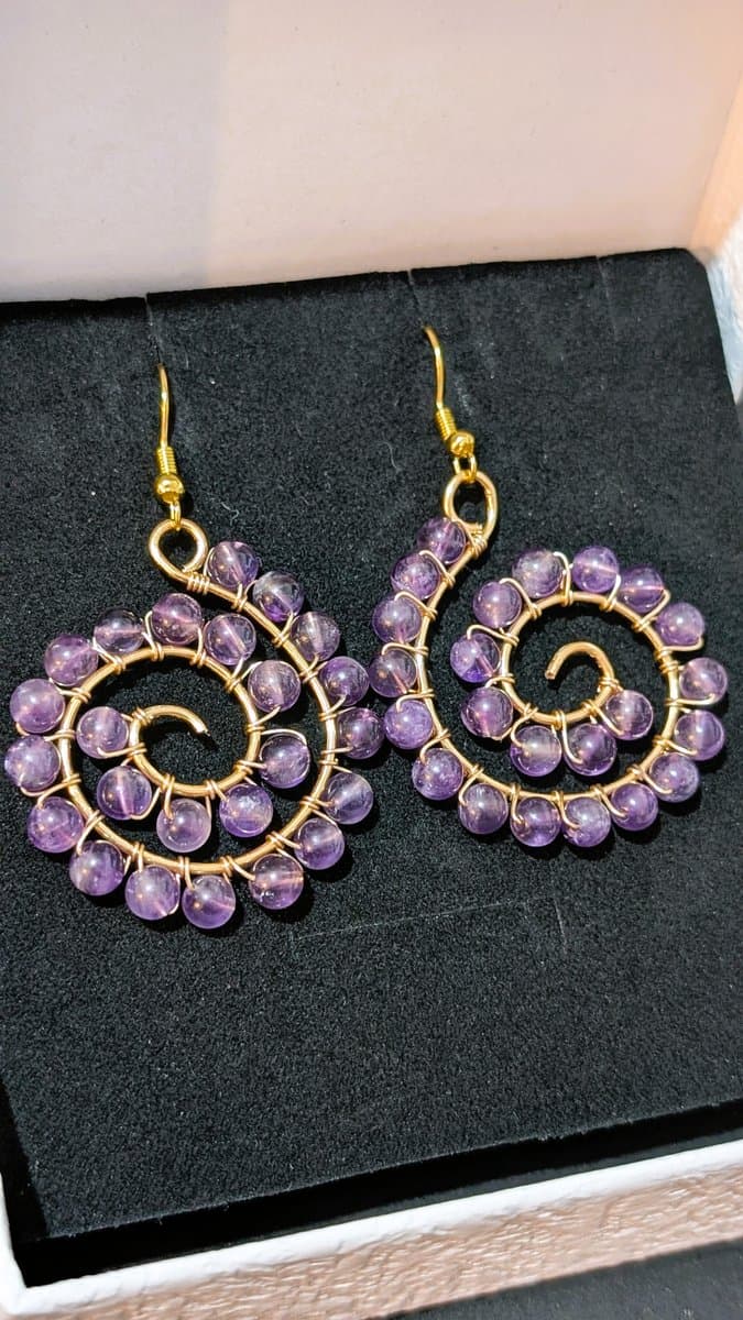 Circular Earrings - Amethyst earrings detail - view 3 of 3 by Loutan Beauty
