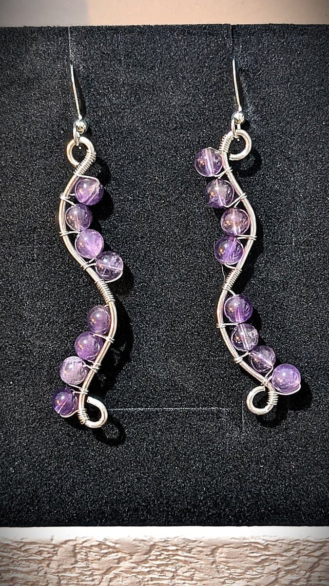 Valentines Curves Earrings - Amethyst earrings detail - view 2 of 3 by Loutan Beauty
