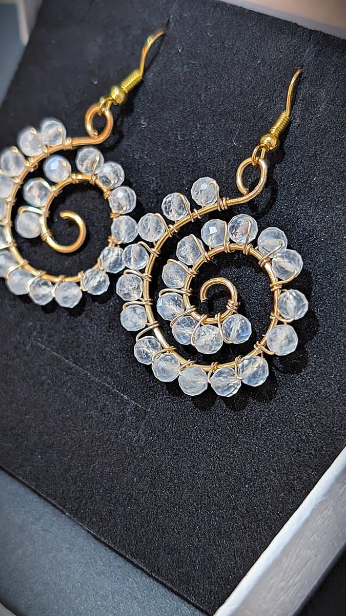 Circular Earrings - Moonstone earrings detail - view 3 of 3 by Loutan Beauty