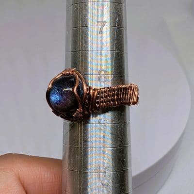 Purple-Blue Colour Changing Ring - Handcrafted - Resin Cabachon ring detail - view 7 of 8 by Loutan Beauty