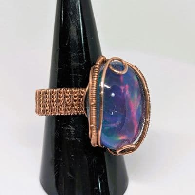 Chunky Aurora Opal Ring - Adjustable ring detail - view 4 of 11 by Loutan Beauty