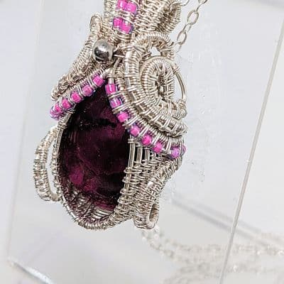 Purple Dyed Labradorite Pendant and Necklace - Handmade Wire Wrapped Jewellery pendant detail - view 3 of 6 by Loutan Beauty