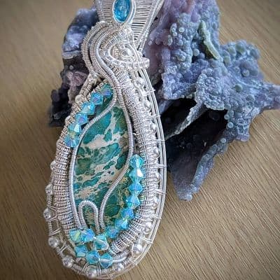 Amazonite and Teal Topaz Pendant pendant detail - view 3 of 4 by Loutan Beauty
