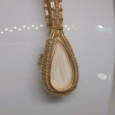 Pink Scolecite and Gold Pendant with Necklace pendant detail - view 4 of 5 by Loutan Beauty
