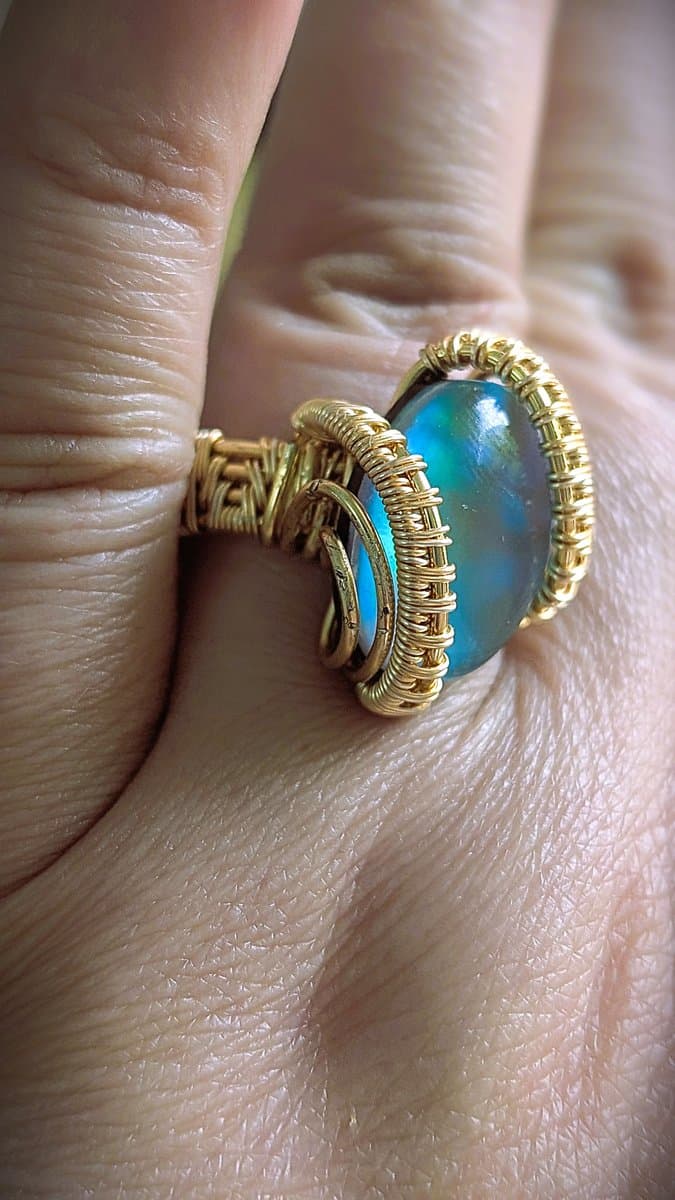 Lab Opal and Gold Plated Wire Ring ring detail - view 3 of 8 by Loutan Beauty