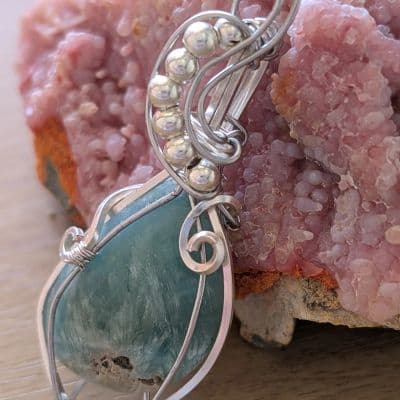 aragonite pendant in silver plated copper - Handmade Aragonite Pendant by Loutan Beauty