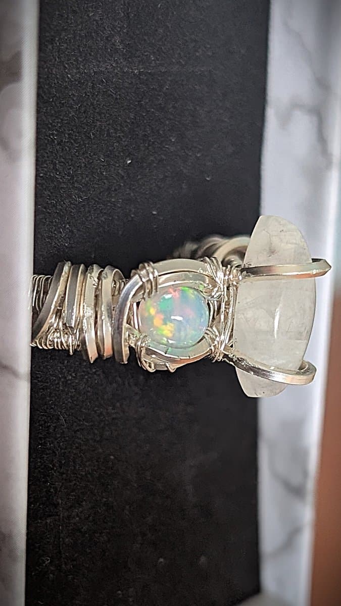 Moonstone and Ethiopian Opal Ring - Adjustable! ring detail - view 5 of 12 by Loutan Beauty