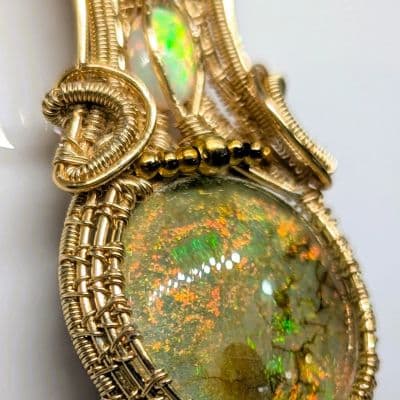 Double Opal Pendant! Monarch Opal and Ethiopian Opal pendant detail - view 5 of 5 by Loutan Beauty