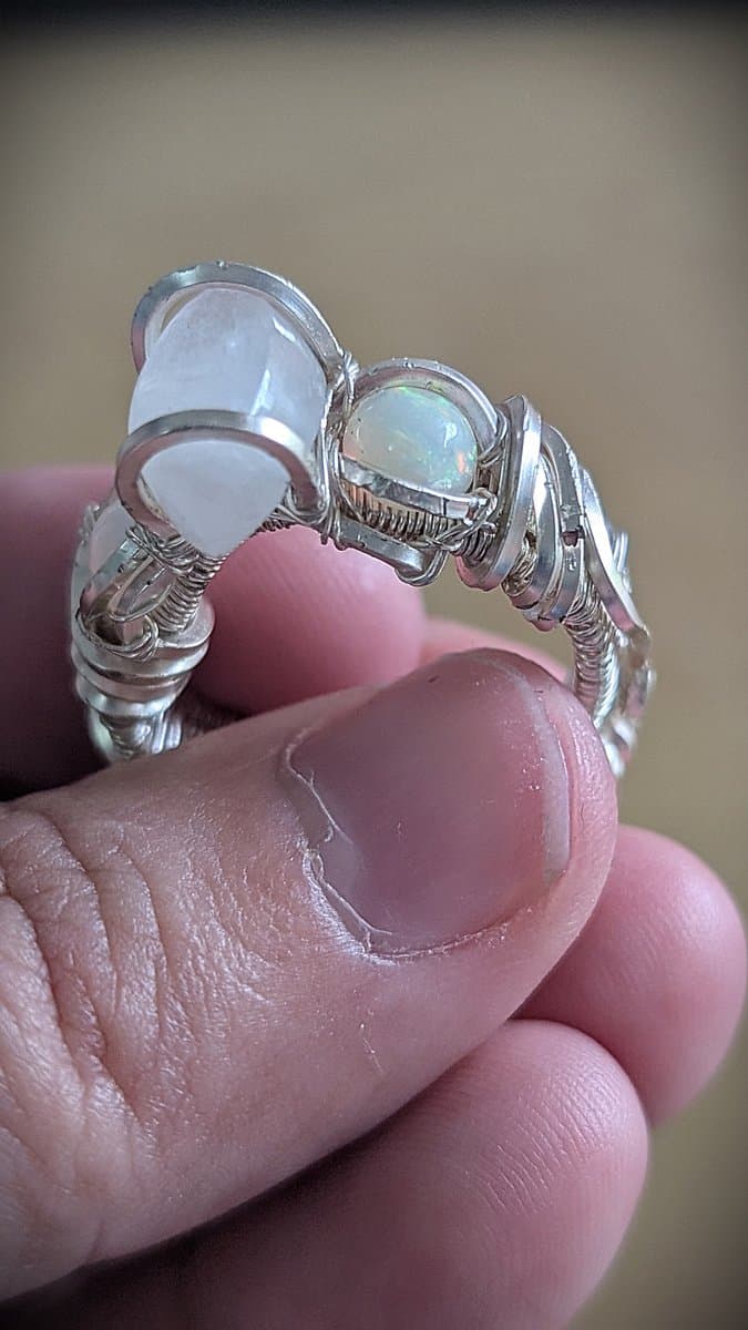 Moonstone and Ethiopian Opal Ring - Adjustable! ring detail - view 8 of 12 by Loutan Beauty